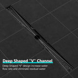 Neodrain 60-Inch Black Linear Shower Drain with Removable Quadrato Pattern Gr...