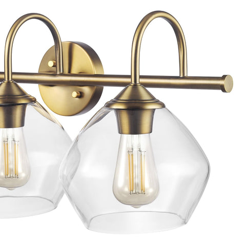 Globe Electric 63000103 26" 3-Light Vanity Fixture, Brass Finish, Clear Glass...