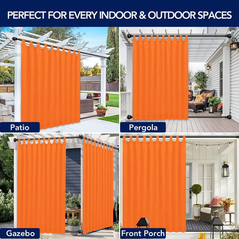 PureFit Outdoor Curtains for Detachable Sticky Tab Top Patio Waterproof/Weath...