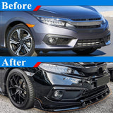 Front Lip Spoiler Compatible with 2016-2021 Honda Civic Sedan 10th Gen Front ...