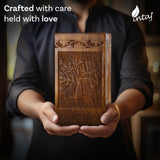 INTAJ Handcarved Wooden Cremation Urn for Human Ashes - Tree of Life Design, ...