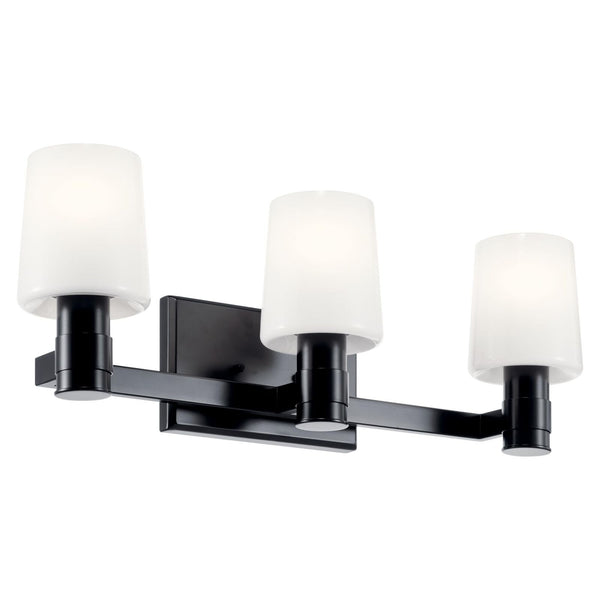 KICHLER Adani 3-Light Vanity, Modern Light with Opal Glass in Black, Bathroom...