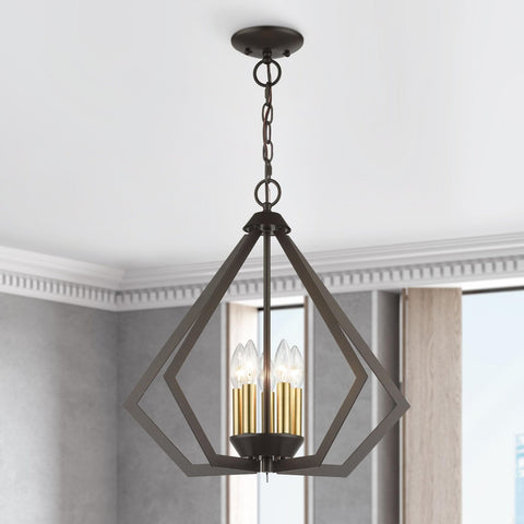 Livex Lighting 40925-91 Prism 5 Light Chandelier, 20" x 20" x 19.5", Brushed ...