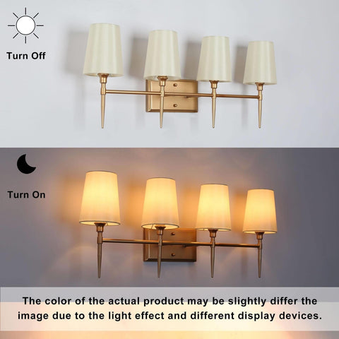 Gold Bathroom Light Fixtures, 4 Light Modern Vanity Lights for Bathroom with ...