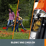 WORX WG509 12 Amp TRIVAC 3-in-1 Electric Leaf Blower with All WG509, Black