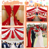 FUHSY Red Ceiling Drapes for Wedding Ceiling Drapes 5x20 FT 4 Panels Ceiling ...