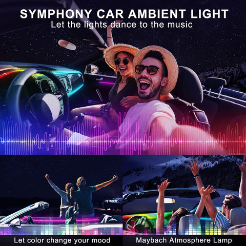 Acrylic Interior Car LED Strip Light with Wireless APP, RGB 18 in 1 with 175 ...