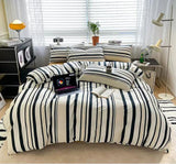 KAREVER Striped Comforter Queen Black White Comforter 3 Pieces Soft Stripes C...