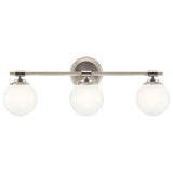 KICHLER Benno 3-Light Vanity, Modern Light with Opal Glass in Polished Nickel...