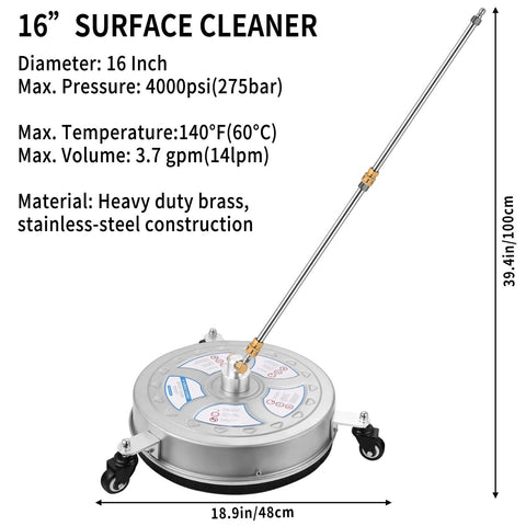 16" Pressure Washer Surface Cleaner - 4000 PSI Power Washer Surface Cleaner A...