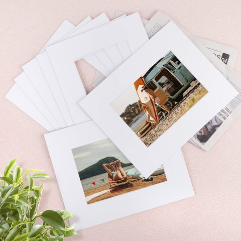 Golden State Art, Acid-Free White Pre-Cut Picture Mats for Photos with White ...