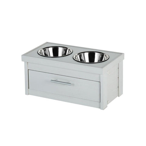 ECOFLEX Piedmont 2-Bowl Dog Diner with Storage Drawer -Russet Russet