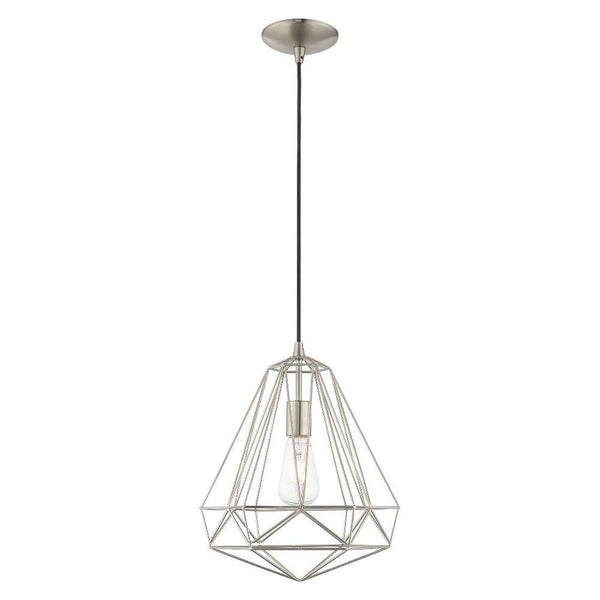 Livex Lighting 41324-91 Knox Collection 1 Light Single Pendant, Brushed Nickel