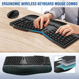 Ergonomic Wireless Keyboard Mouse Combo, Bluetooth/2.4G Split Design Keyboard...