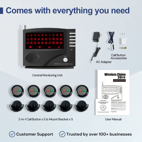Wireless Call System Nurse Call System with 5 Dual Function Call Buttons and ...