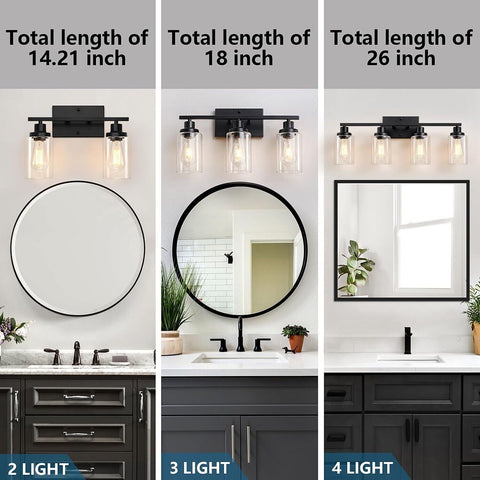 26" Bathroom Vanity Light Fixtures Over Mirror,Black Bathroom Light Fixtures ...