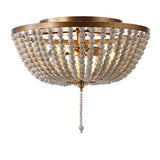 JONATHAN Y JYL9019A Allison 15" Wood Beaded/Metal LED Flush Antique Gold