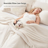 UNILIBRA Full Comforter Set 7 Pieces - Beige Bed in a Bag Full Size Soft for ...