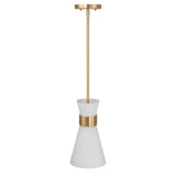 Kit - Modern Minimalist Tapered Opal Glass and Metal Ceiling Light, White and...