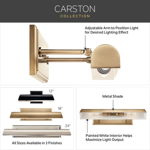 KICHLER Carston 1-Light Picture Light, Updated Traditional Light in Champagne...