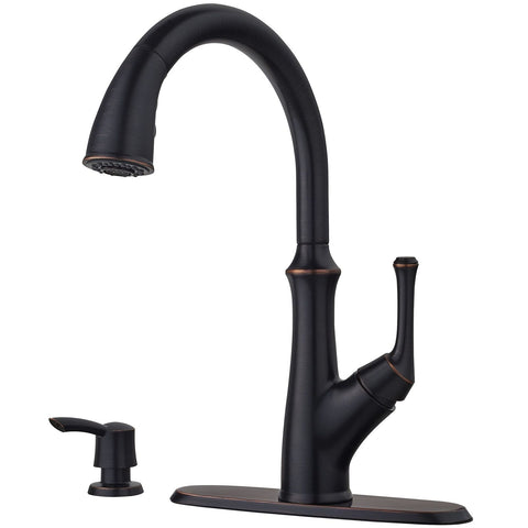 Pfister Tamera Kitchen Faucet with Pull Down Sprayer and Soap Dispenser, Sing...