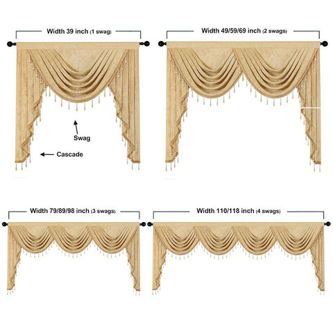 ELKCA Thick Chenille Window Curtains Valance for Living Room, Luxury Gold Val...