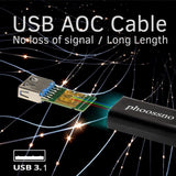 USB A to C Extension Fiber Optical Cable USB 3.1 Gen2 10Gbps 15M 50FT Right A...