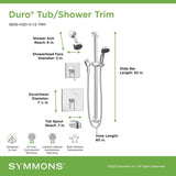 Symmons 3606-H321-V-1.5-TRM Duro 2-Handle Tub and 1-Spray Shower Trim with 1-...