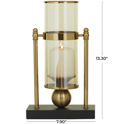 CosmoLiving by Cosmopolitan Metal Pillar Candle Holder with Metal Stand, 8" x...
