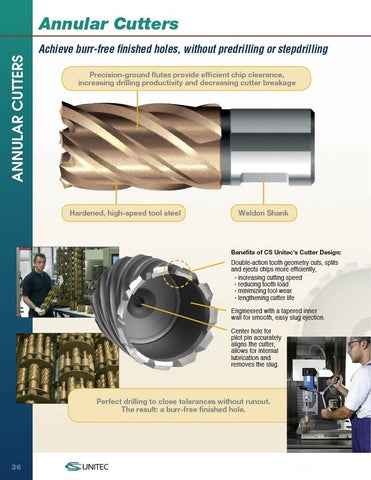CS Unitec 6-1-136 1-1/8" x 1" Unibroach High Speed Steel Annular Cutter