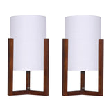 Sagebrook Home Wood, Set of 2, 16" H, Cylnder Tripod Table Lamps, Cherry/Wht,...