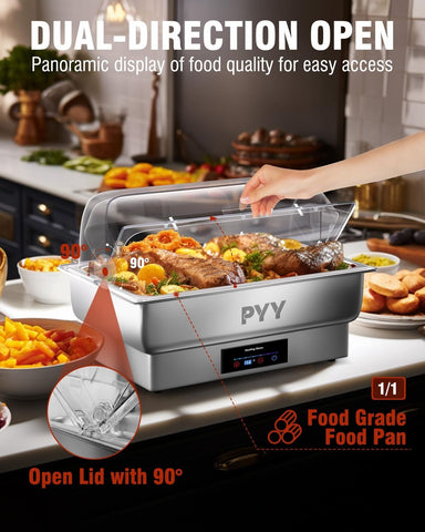 PYY Electric Chafing Dish Full Size Stainless Steel Chafer,Temperature Contro...