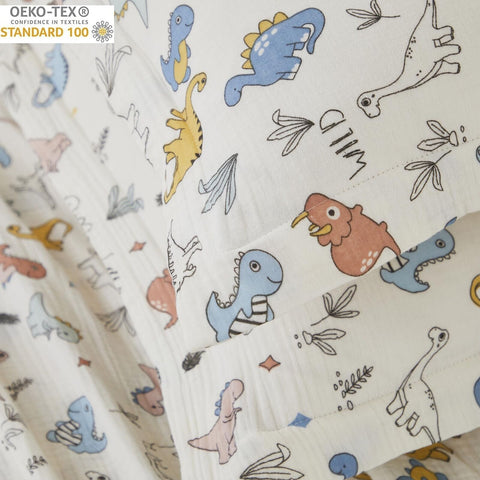 Brandream Cotton Gauze Bed Sheet Set Queen Size Boys Bedding Dinosaur Print S...