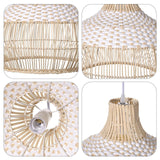 Arturesthome 1 Light White Handwoven Rattan Boho Pendant Light, Wicker Hangin...
