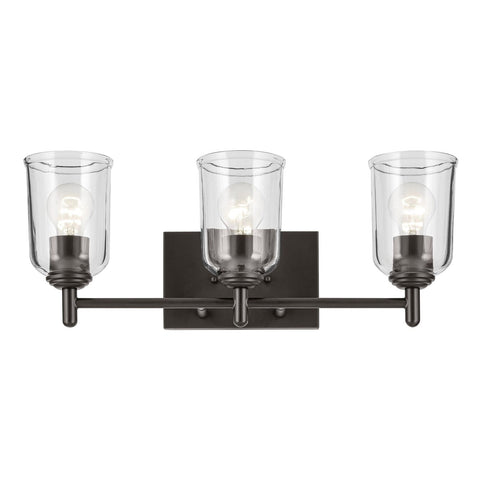 KICHLER Shailene 21" 3-Light Vanity Light with Clear Glass in Olde Bronze, Us...