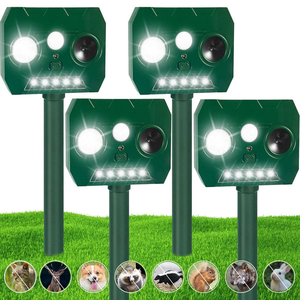 2024 Solar Ultrasonic Animal Repellent, 4 Pack Ultrasonic Cat Deterrent Outdo...