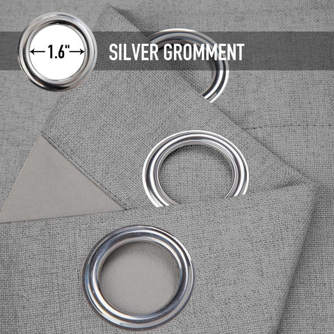 100% Blackout Shield Linen Blackout Curtains for Bedroom, Thermal Insulated C...