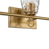 Imogen - Metal and Hammered Water Glass 3-Light Vanity Light, Brushed Gold