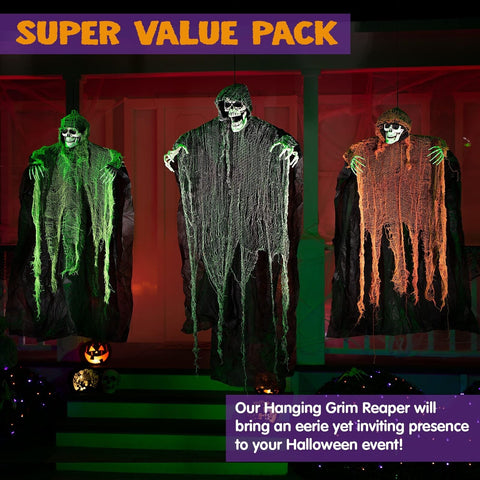 JOYIN Halloween Hanging Grim Reapers (3 Pack), One 47&#8221; and Two 35&#8221; H