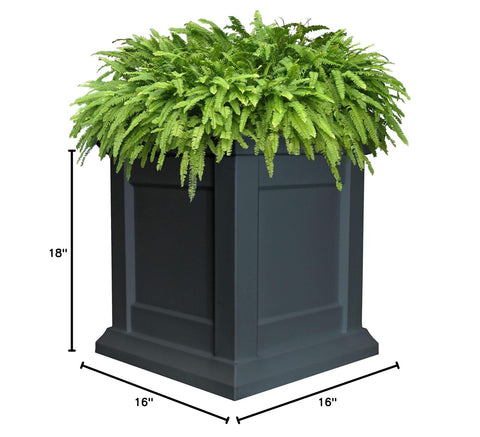 Tusco Products Modern Colonial Planter, 16-inch, Black 16"