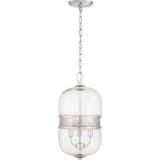 Cayce Collection 3-Light Clear Glass Global Pendant Light Polished Chrome