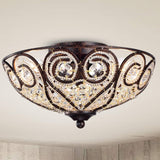 Warehouse of Tiffany CM069RB/3 Ceslee 3-Light Rustic Bronze Flushmount Ceilin...