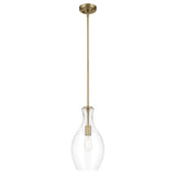 KICHLER Everly 17.75" 1-Light Bell Pendant with Clear Seeded Glass in Brushed...