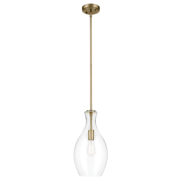 KICHLER Everly 17.75" 1-Light Bell Pendant with Clear Seeded Glass in Brushed...