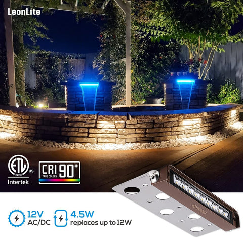 LEONLITE Premium Series 7 Inch 4.5W LED Hardscape Lighting Swivel, Retaining ...