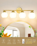 Emak Modern Gold Bathroom Light Fixtures Over Mirror, 4 Light Bathroom Vanity...