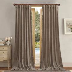 StangH 120 inches Curtains Velvet - Taupe Room Darkening Bedroom Curtains Ext...