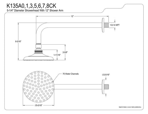 Kingston Brass K135A7CK Victorian Shower Head, Brushed Brass 12 x 5.19 x 6.19