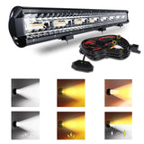 23 Inch 144W LED Light Bar White/Amber Flasing Strobe Light with Six Modes Dr...