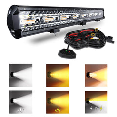 23 Inch 144W LED Light Bar White/Amber Flasing Strobe Light with Six Modes Dr...